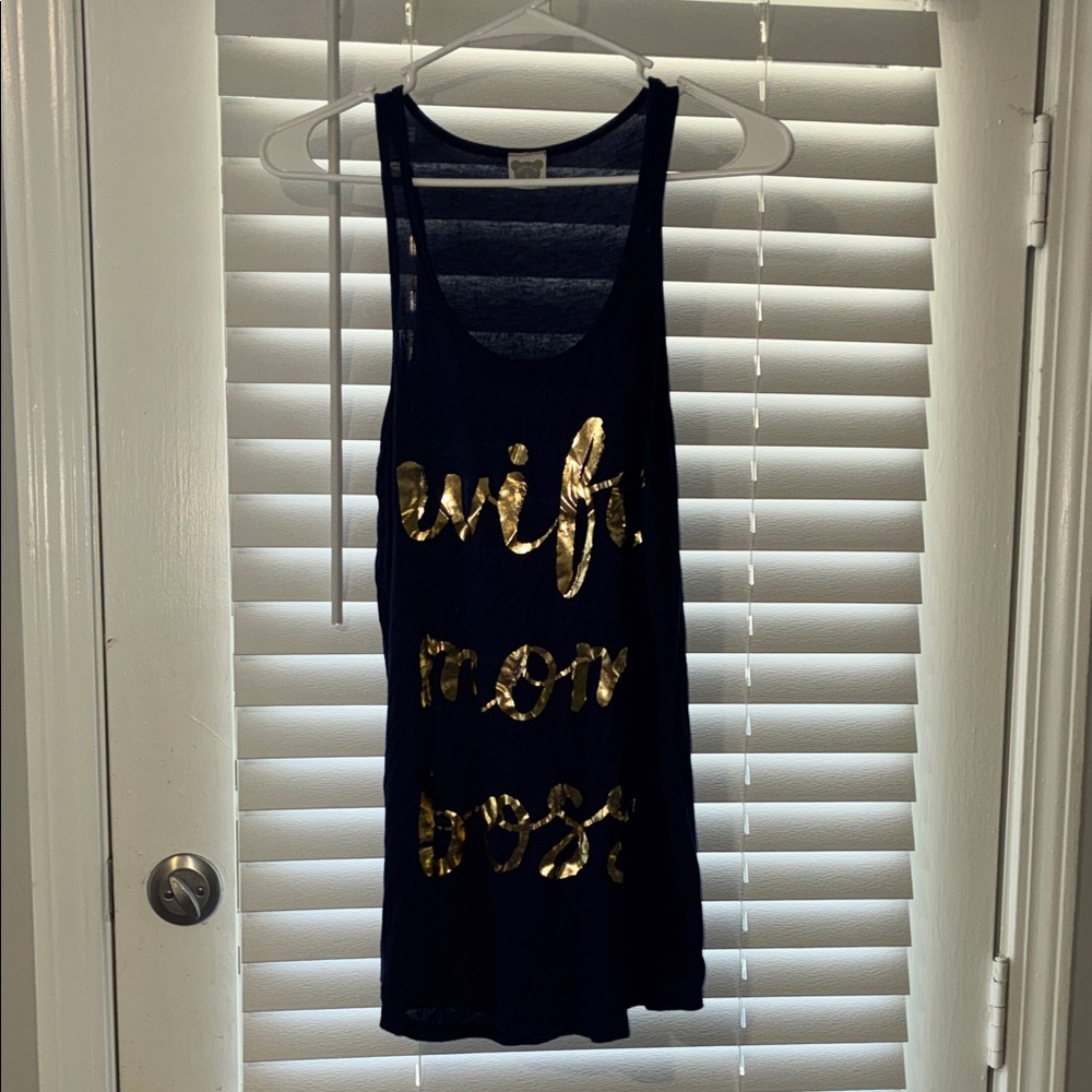 Navy Tank Top with Gold Accents